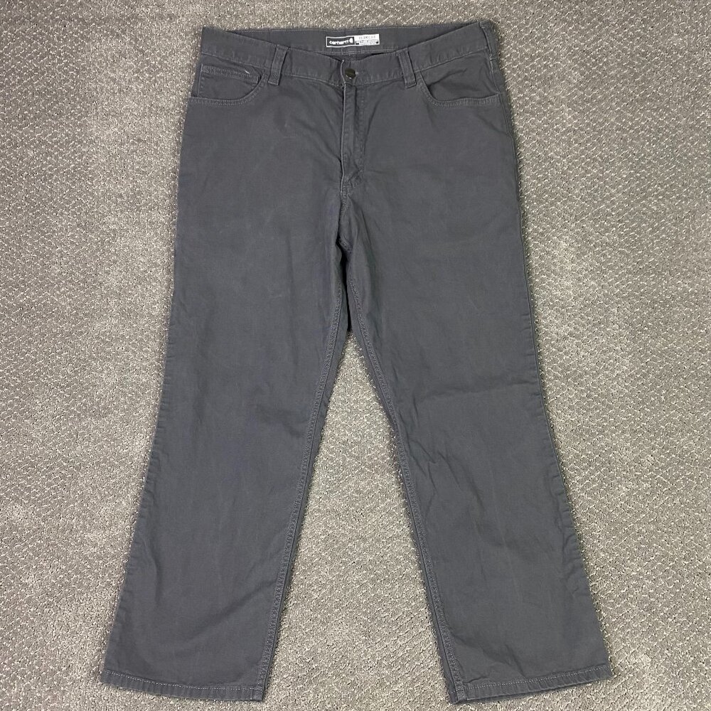 Carhartt Rugged Flex Relaxed Fit Canvas 5 Pocket Work Pants Men's 38 x 30 Gray